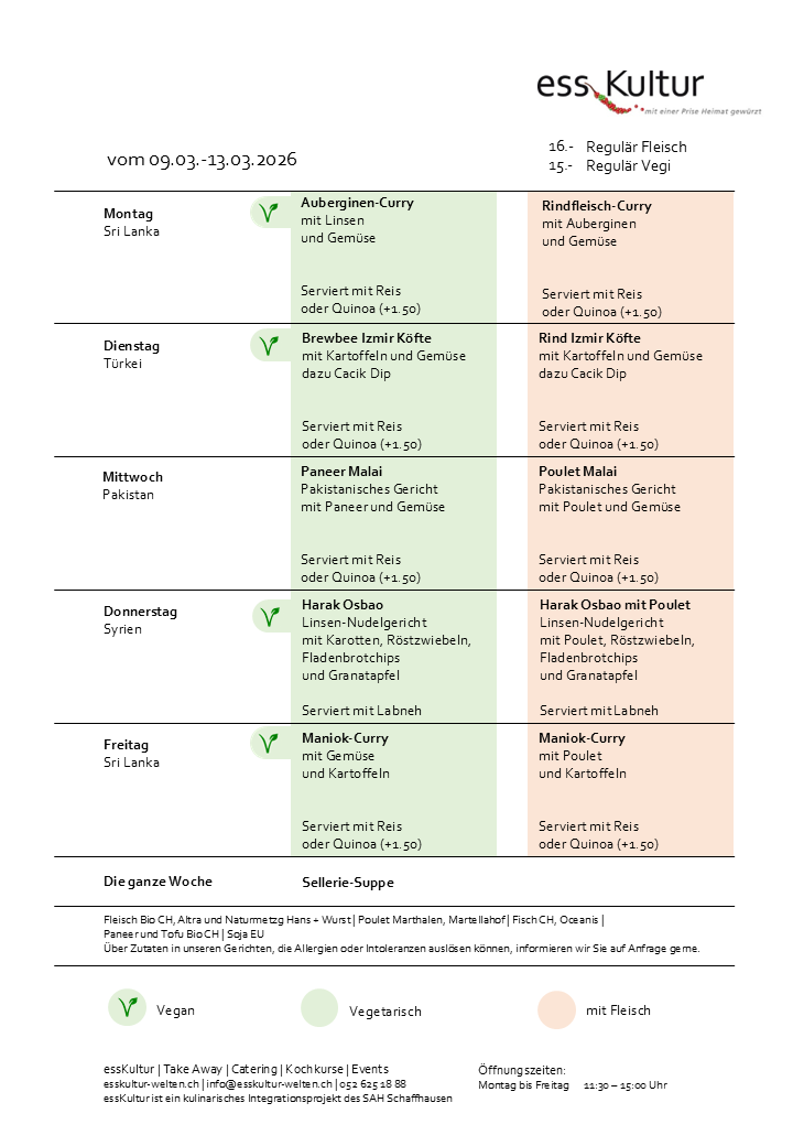 09.03.-13.03.2026 Wochenmenu essKultur