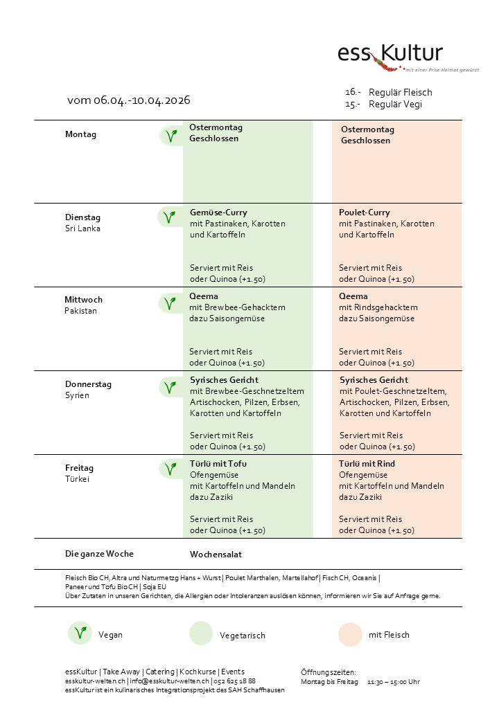 06.04.-10.04.2026 Wochenmenu essKultur